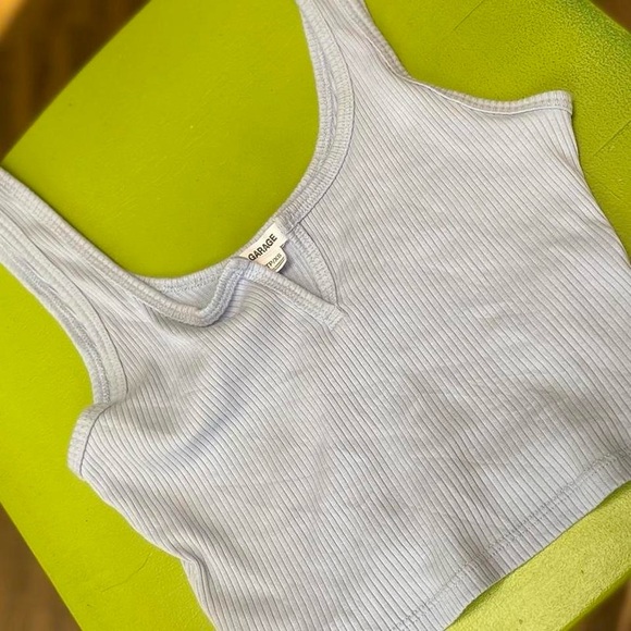 Light Blue Ribbed Crop Top - Picture 2 of 2